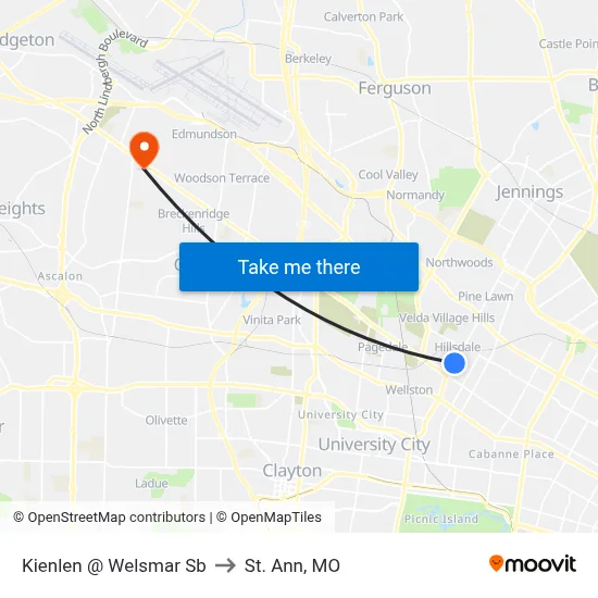 Kienlen @ Welsmar Sb to St. Ann, MO map