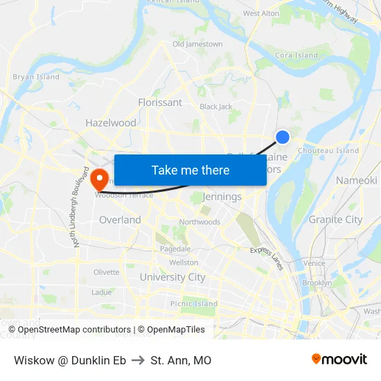 Wiskow @ Dunklin Eb to St. Ann, MO map