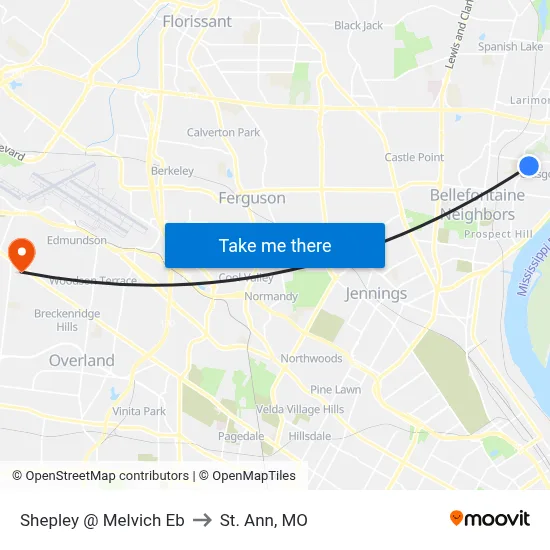 Shepley @ Melvich Eb to St. Ann, MO map