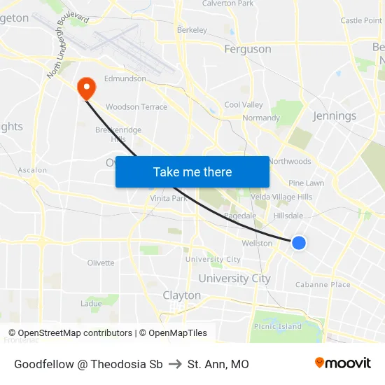 Goodfellow @ Theodosia Sb to St. Ann, MO map