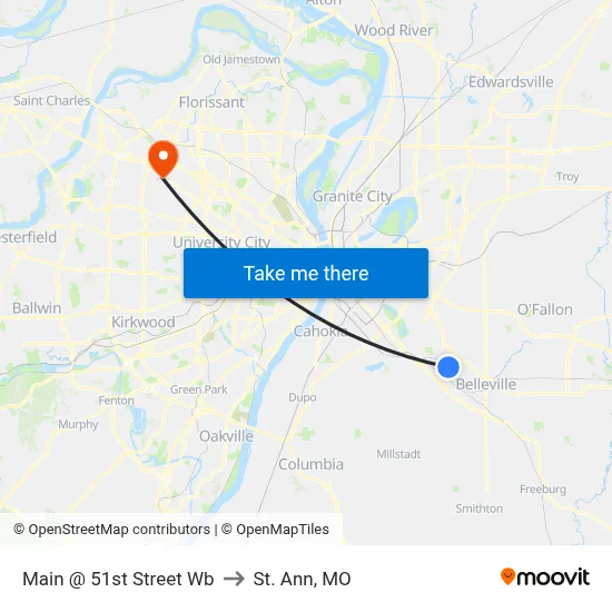 Main @ 51st Street Wb to St. Ann, MO map
