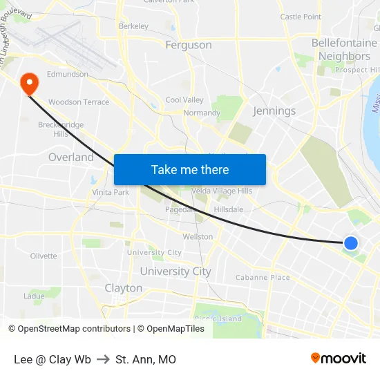 Lee @ Clay Wb to St. Ann, MO map