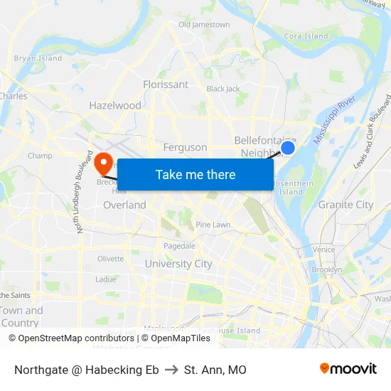 Northgate @ Habecking Eb to St. Ann, MO map