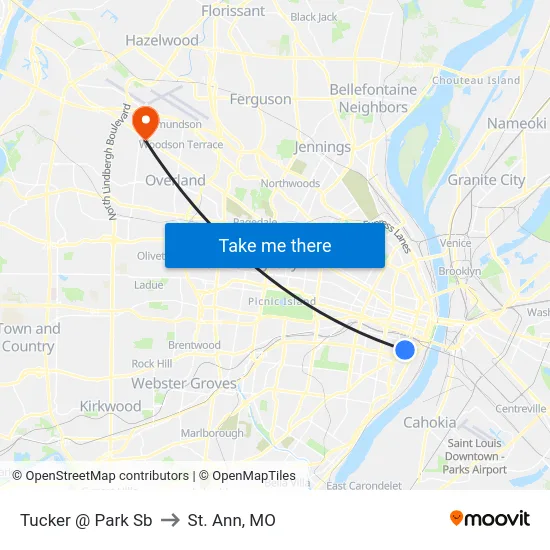 Tucker @ Park Sb to St. Ann, MO map