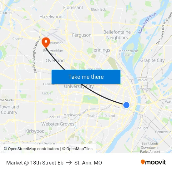 Market @ 18th Street Eb to St. Ann, MO map