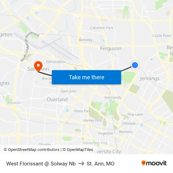 West Florissant @ Solway Nb to St. Ann, MO map