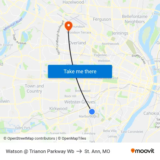Watson @ Trianon Parkway Wb to St. Ann, MO map