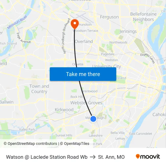 Watson @ Laclede Station Road Wb to St. Ann, MO map