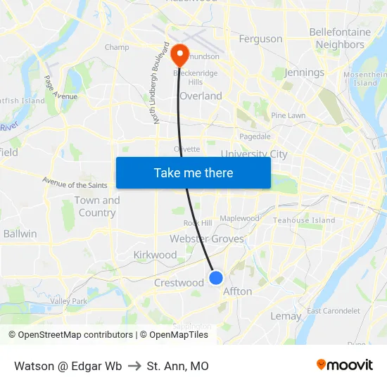 Watson @ Edgar Wb to St. Ann, MO map