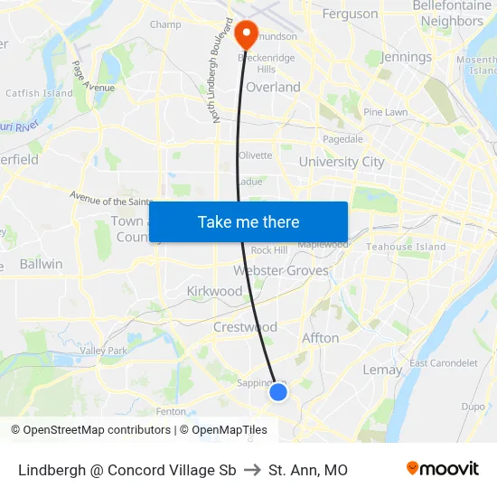 Lindbergh @ Concord Village Sb to St. Ann, MO map