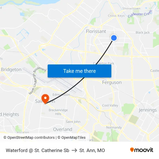 Waterford @ St. Catherine Sb to St. Ann, MO map