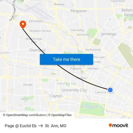 Page @ Euclid Eb to St. Ann, MO map