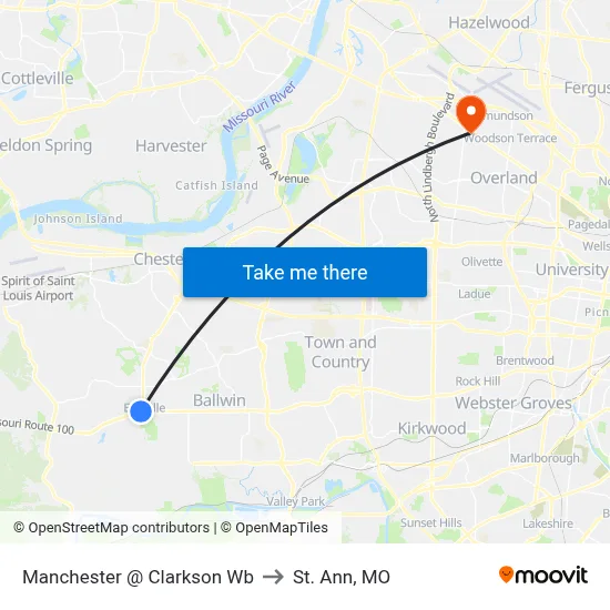 Manchester @ Clarkson Wb to St. Ann, MO map