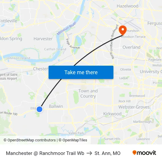 Manchester @ Ranchmoor Trail Wb to St. Ann, MO map