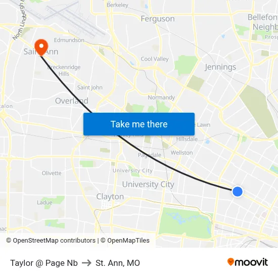 Taylor @ Page Nb to St. Ann, MO map