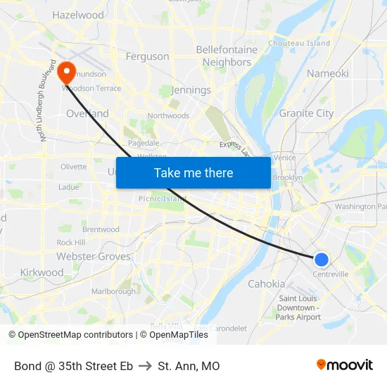 Bond @ 35th Street Eb to St. Ann, MO map