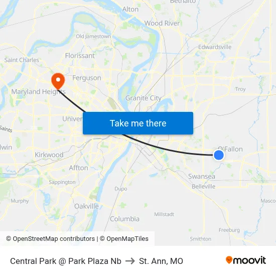 Central Park @ Park Plaza Nb to St. Ann, MO map