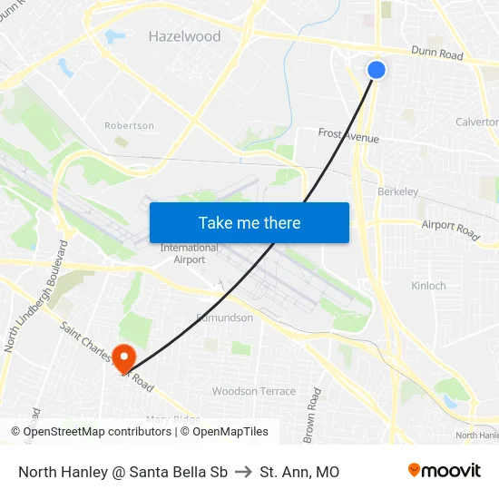 North Hanley @ Santa Bella Sb to St. Ann, MO map