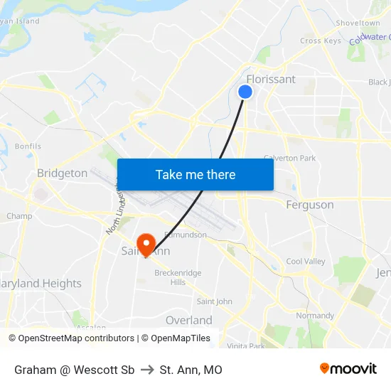 Graham @ Wescott Sb to St. Ann, MO map