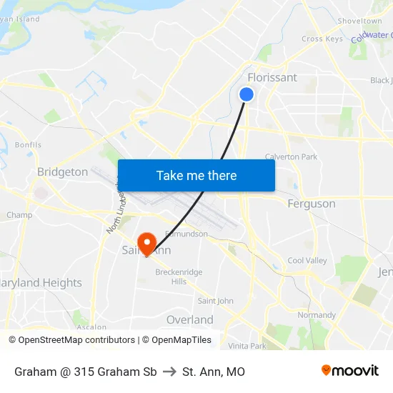Graham @ 315 Graham Sb to St. Ann, MO map