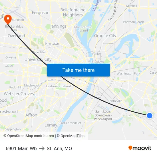 6901 Main Wb to St. Ann, MO map
