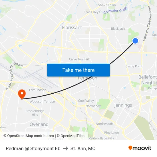 Redman @ Stonymont Eb to St. Ann, MO map