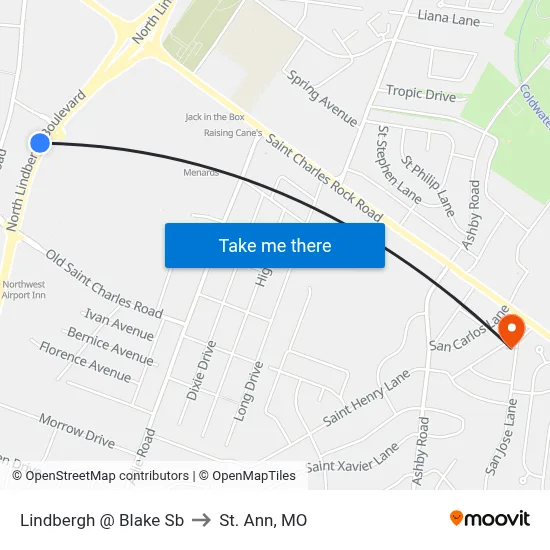 Lindbergh @ Blake Sb to St. Ann, MO map