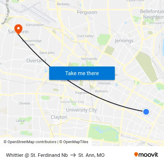 Whittier @ St. Ferdinand Nb to St. Ann, MO map