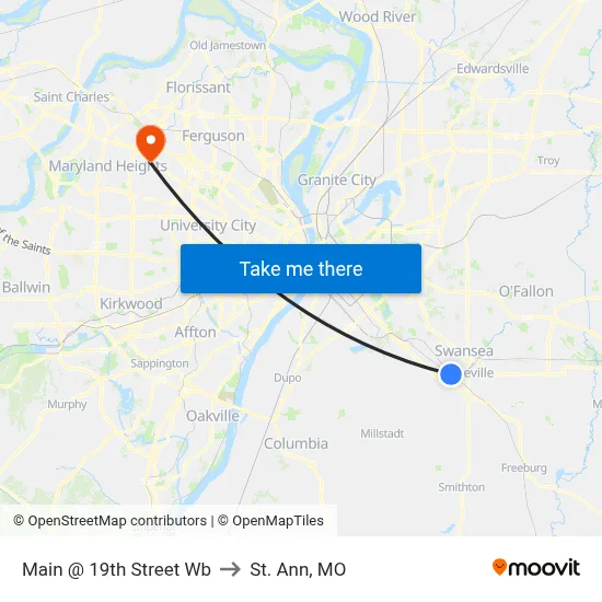 Main @ 19th Street Wb to St. Ann, MO map