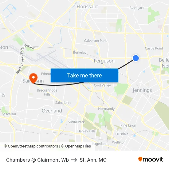 Chambers @ Clairmont Wb to St. Ann, MO map