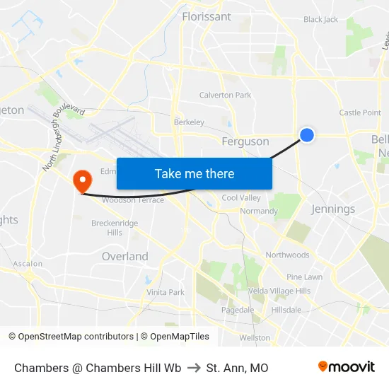 Chambers @ Chambers Hill Wb to St. Ann, MO map