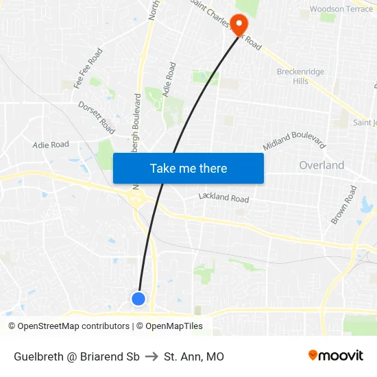 Guelbreth @ Briarend Sb to St. Ann, MO map