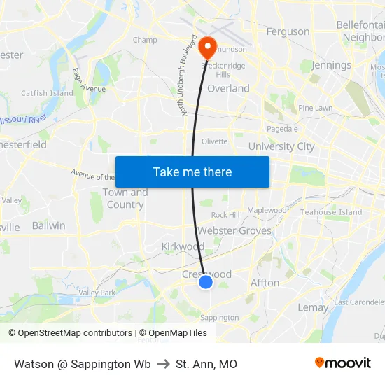 Watson @ Sappington Wb to St. Ann, MO map
