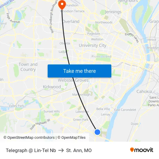 Telegraph @ Lin-Tel Nb to St. Ann, MO map
