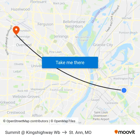 Summit @ Kingshighway Wb to St. Ann, MO map