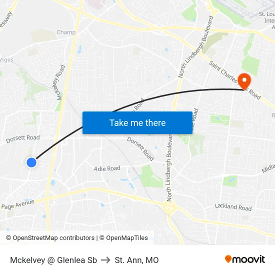 Mckelvey @ Glenlea Sb to St. Ann, MO map