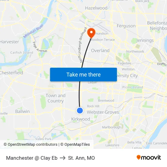 Manchester @ Clay Eb to St. Ann, MO map