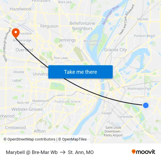 Marybell @ Bre-Mar Wb to St. Ann, MO map