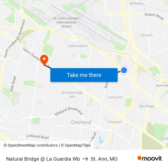 Natural Bridge @ La Guardia Wb to St. Ann, MO map