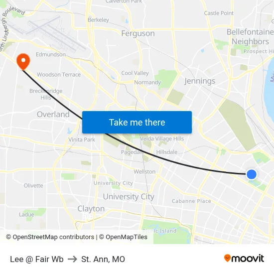 Lee @ Fair Wb to St. Ann, MO map
