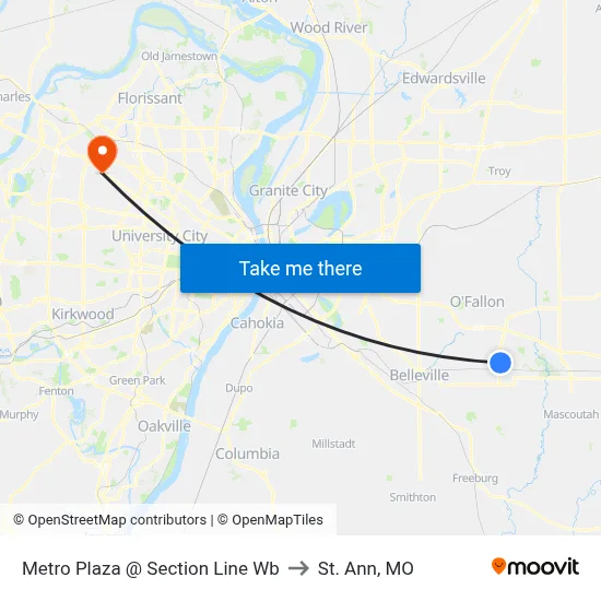 Metro Plaza @ Section Line Wb to St. Ann, MO map