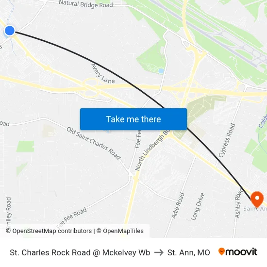 St. Charles Rock Road @ Mckelvey Wb to St. Ann, MO map