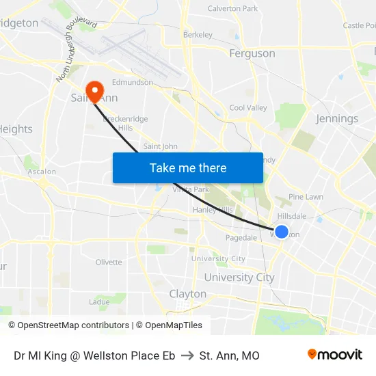 Dr Ml King @ Wellston Place Eb to St. Ann, MO map