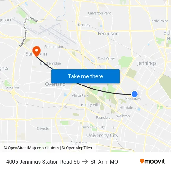 4005 Jennings Station Road Sb to St. Ann, MO map