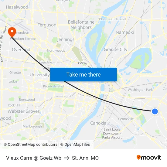 Vieux Carre @ Goelz Wb to St. Ann, MO map