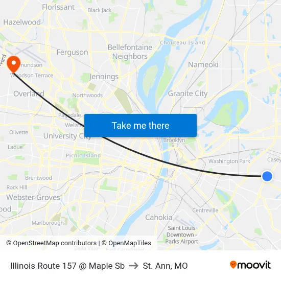 Illinois Route 157 @ Maple Sb to St. Ann, MO map