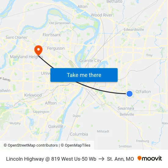 Lincoln Highway @ 819 West Us-50 Wb to St. Ann, MO map