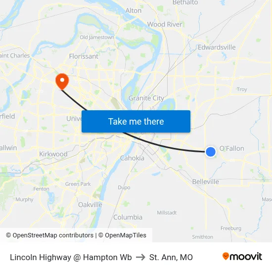 Lincoln Highway @ Hampton Wb to St. Ann, MO map