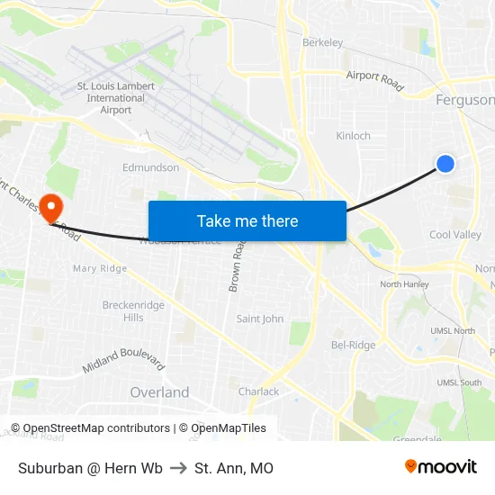 Suburban @ Hern Wb to St. Ann, MO map