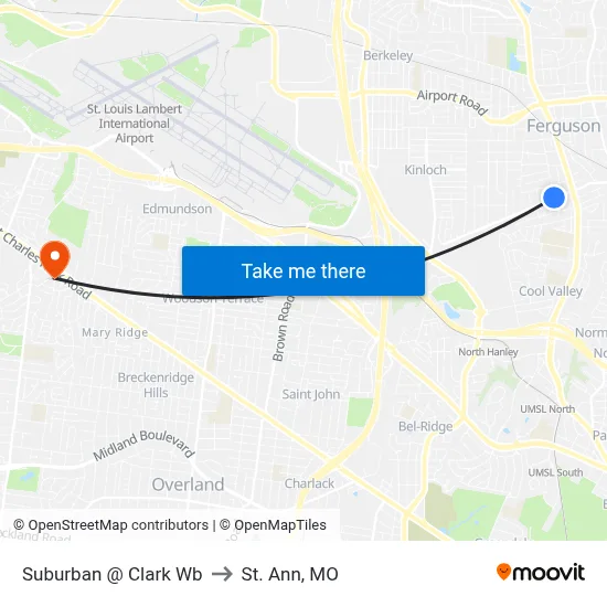 Suburban @ Clark Wb to St. Ann, MO map